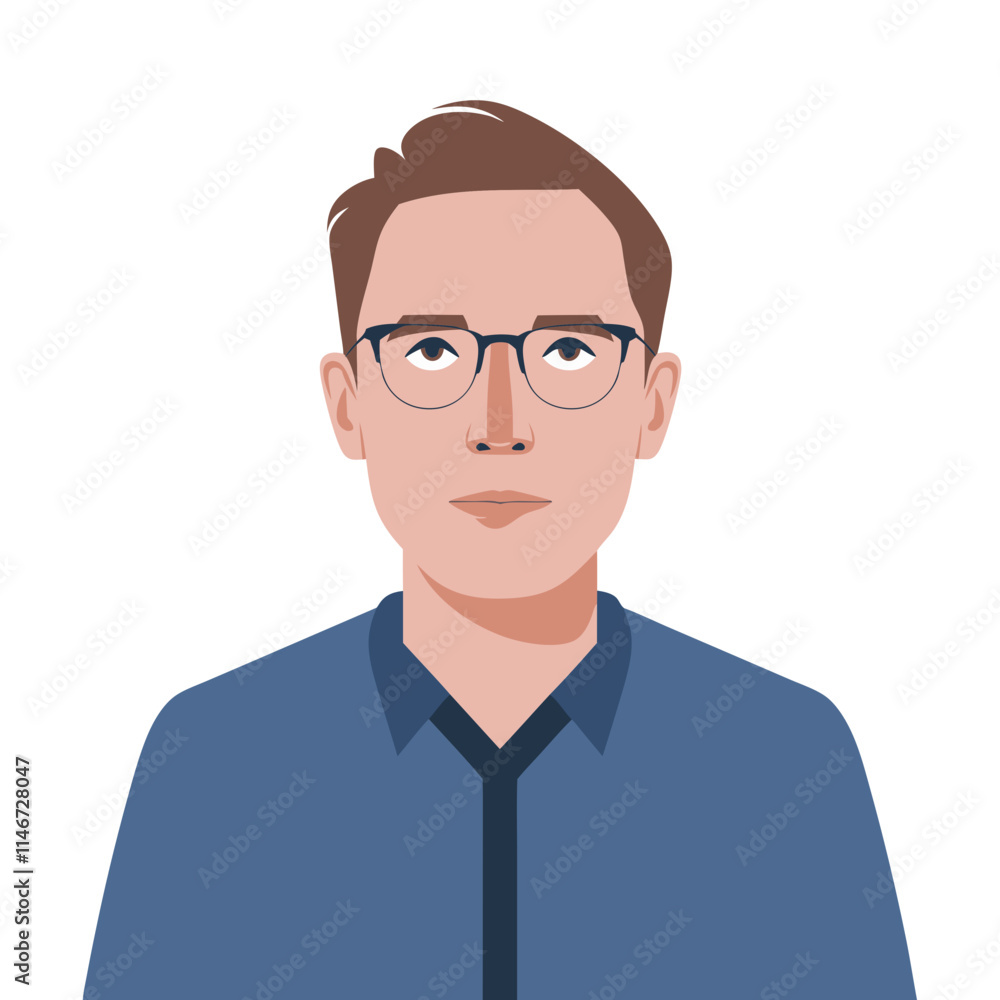 Male Portrait Wearing Glasses Vector Illustration for Professional or Casual Use Male Portrait Wearing Glasses Vector Illustration for Professional or Casual Use