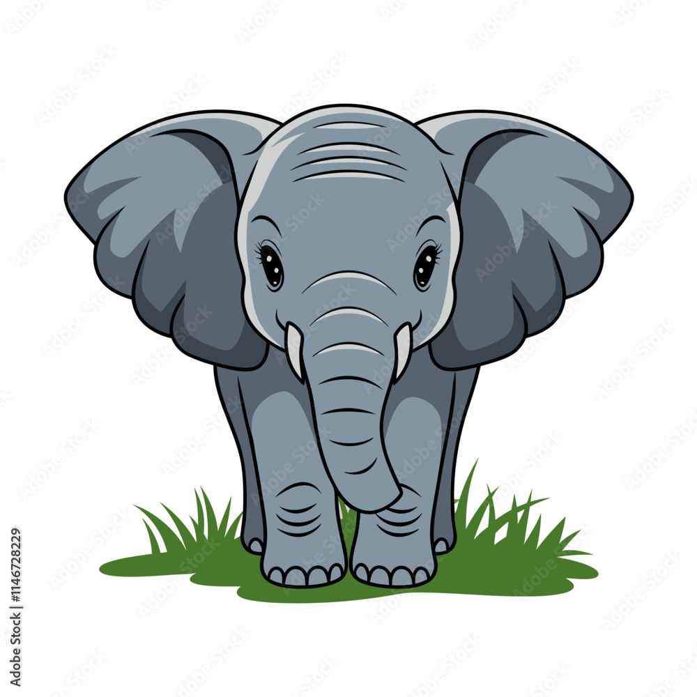 Naklejka premium Adorable Baby Elephant Cartoon Vector Illustration for Children's Design
