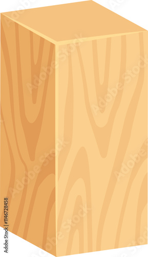 Light brown wooden block resting on a white background, displaying a natural wood grain pattern, perfect for various construction and carpentry projects requiring sturdy materials