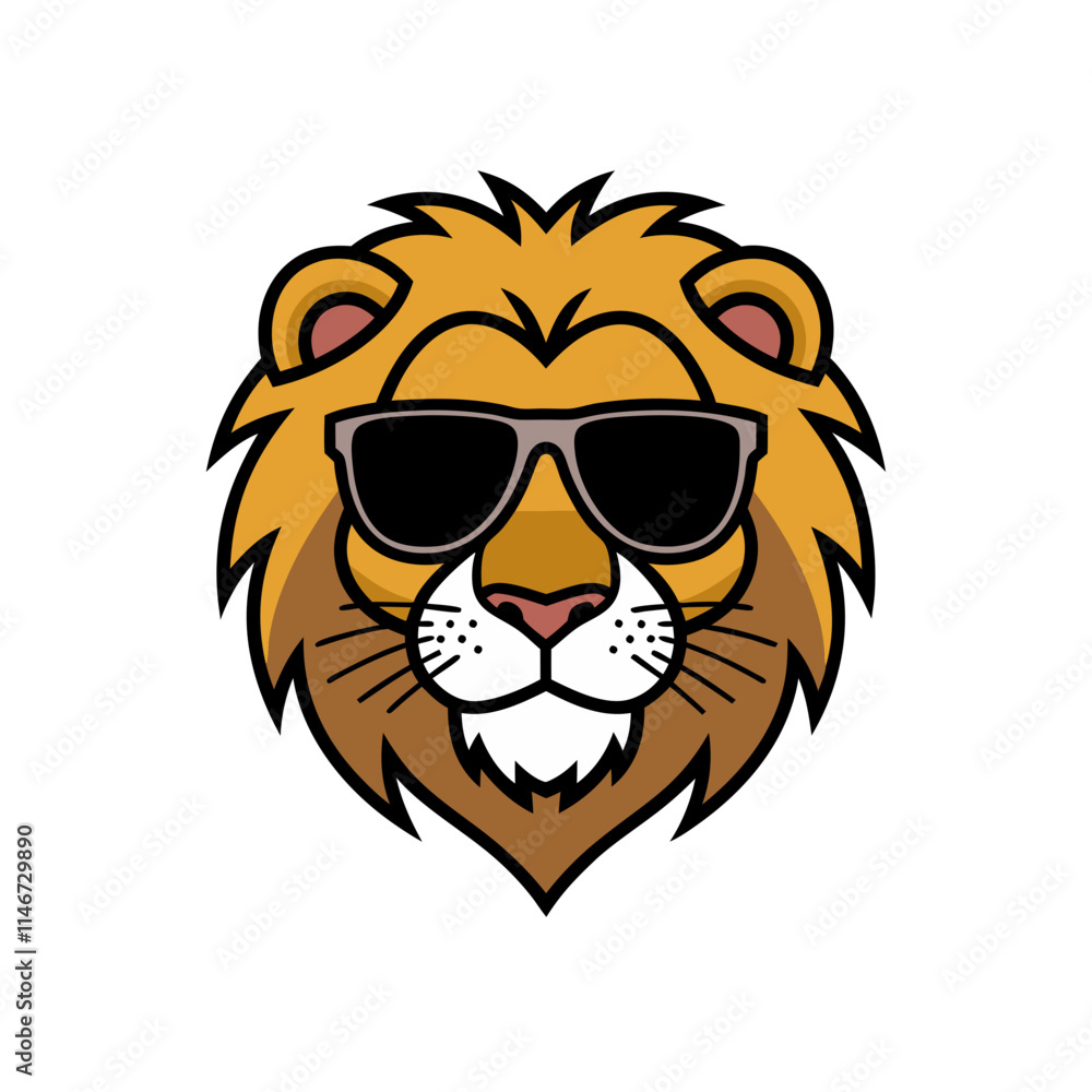 Fototapeta premium Cool Lion Wearing Sunglasses Vector Art for Trendy Design and Branding