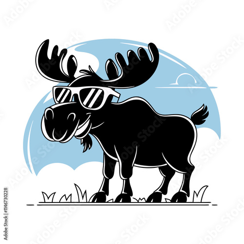  Cool Cartoon Moose with Sunglasses in Fun Vector Illustration for Creative Design