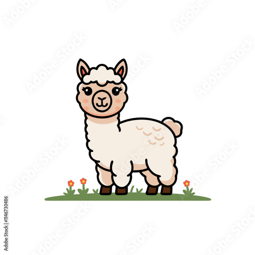  Cute Alpaca Cartoon Vector Illustration for Kids and Nature Themes