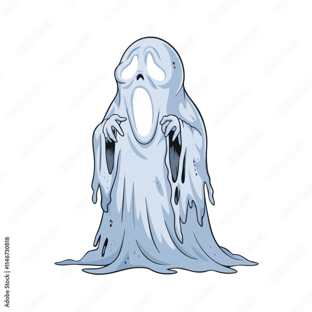 Scary Ghost Illustration for Halloween Spooky Event Invitations Scary Ghost Illustration for Halloween Spooky Event Invitations