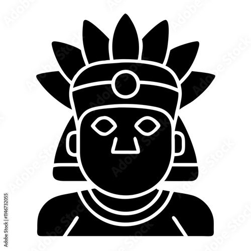  Aztec Warrior Glyph Traditional Headdress Vector Illustration