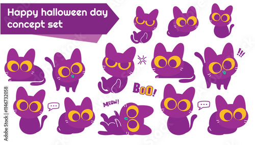 Happy Halloween day icons elemnets concepts set  photo