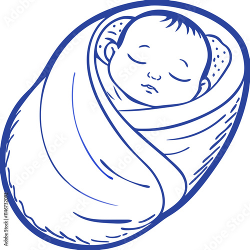  Adorable Sleeping Baby Swaddled in Blanket Vector Illustration for Nursery Decor