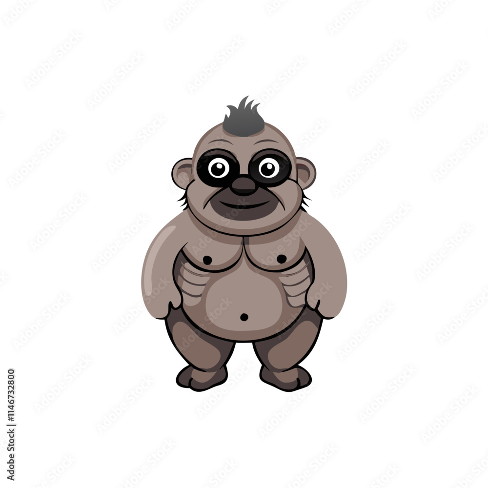 Fototapeta premium Cartoon Bigfoot Creature Vector Illustration for Mythical Character Design