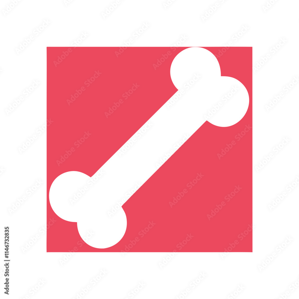 Abstract Dog Bone in Red Square Reflecting Pet Care and Nutrition Themes Abstract Dog Bone in Red Square Reflecting Pet Care and Nutrition Themes