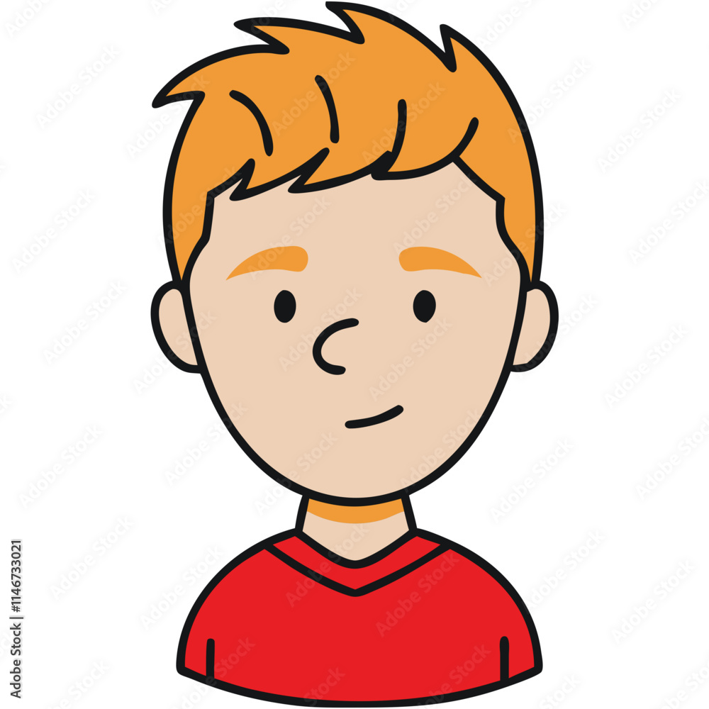 Cartoon Boy Avatar Vector with Red Shirt Smiling Illustration for Social Media Cartoon Boy Avatar Vector with Red Shirt Smiling Illustration for Social Media