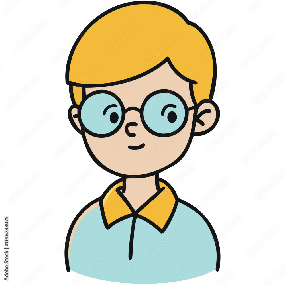 Cute Cartoon Boy with Glasses Vector Illustration for Educational and Kids Content Cute Cartoon Boy with Glasses Vector Illustration for Educational and Kids Content