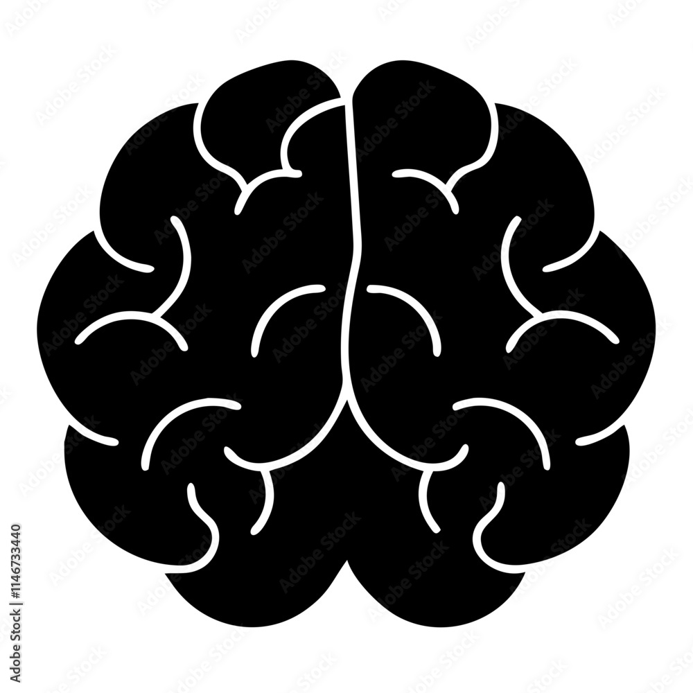 Fototapeta premium Abstract Black Brain Silhouette Vector for Educational and Creative Use