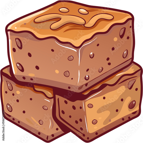  Sweet Caramel Fudge Vector Illustration Delicious Dessert Design