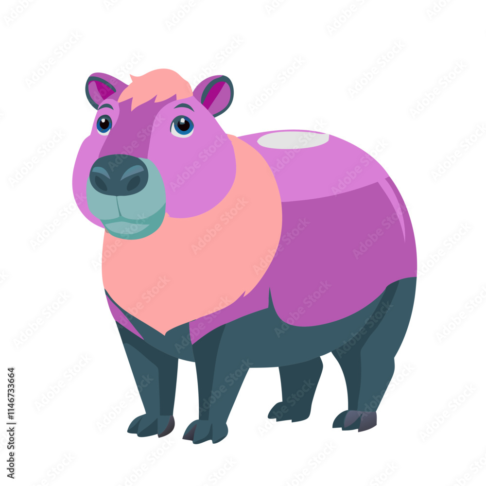 Naklejka premium Colorful Cartoon Capybara Vector Illustration for Fun and Educational Use