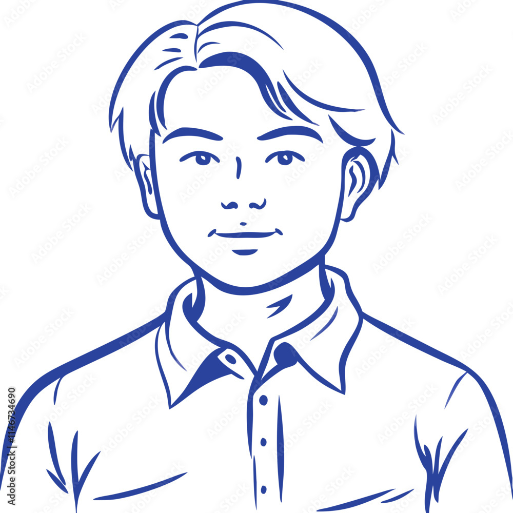 Vector Illustration Portrait of Smiling Young Man in Casual Shirt Vector Illustration Portrait of Smiling Young Man in Casual Shirt