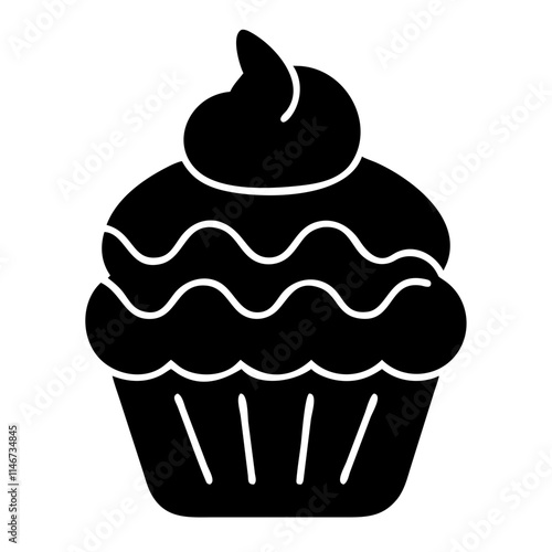  Black Silhouette Cupcake Vector Illustration Dessert Sweet Muffin Design