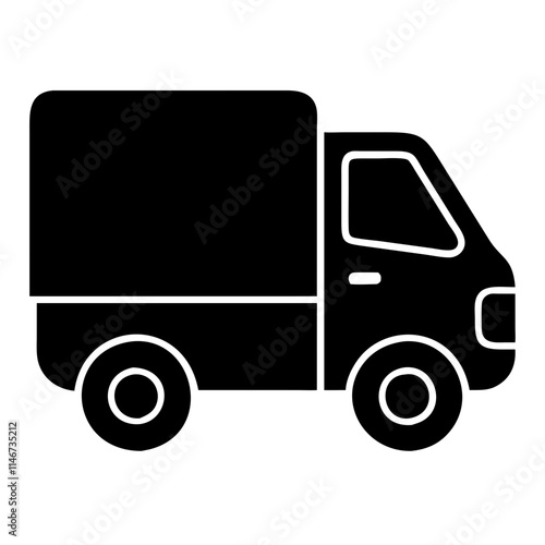  Black Delivery Truck Silhouette Vector Graphic for Transportation and Logistics