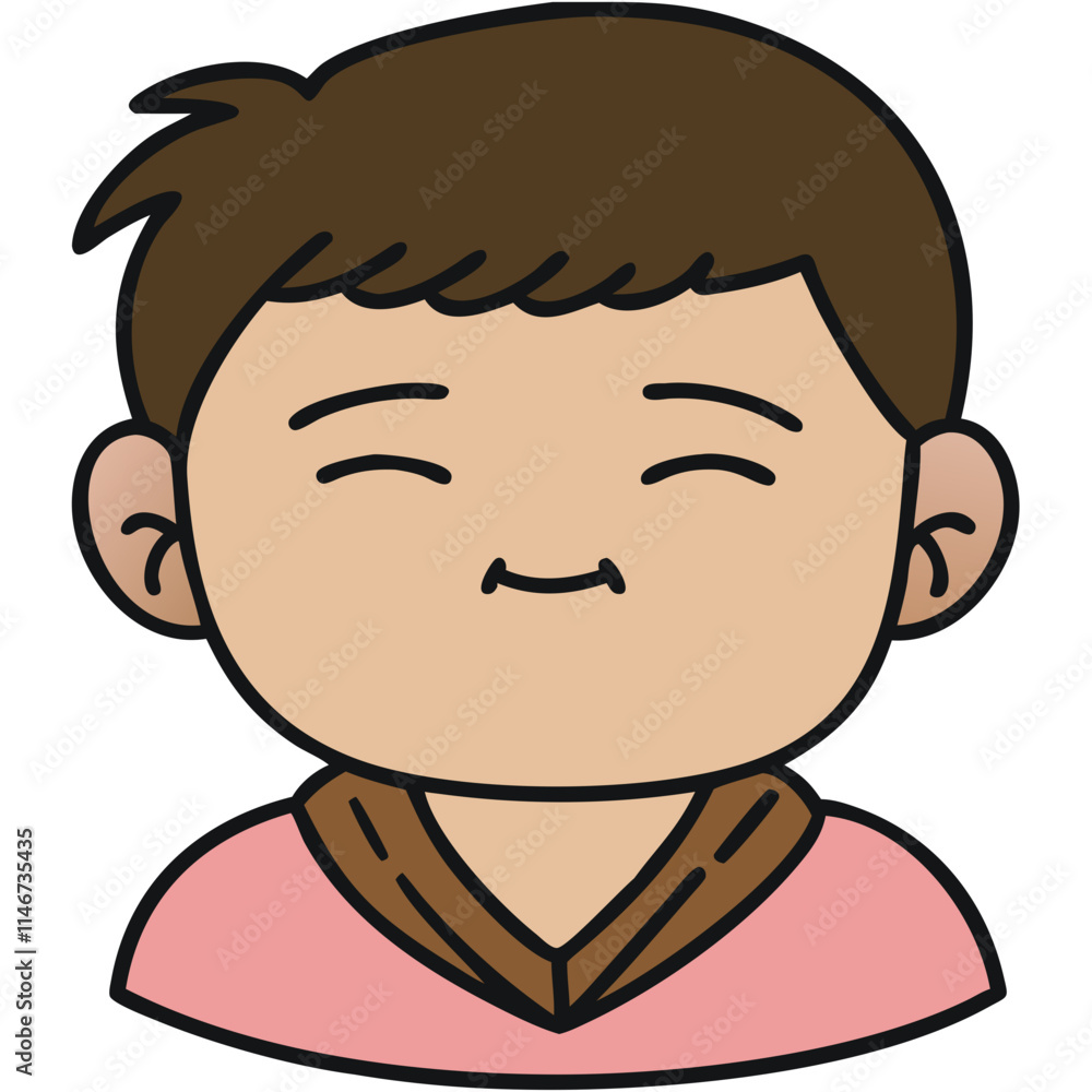Obraz premium Smiling Child Cartoon Face Vector Illustration for Kids Content and Education