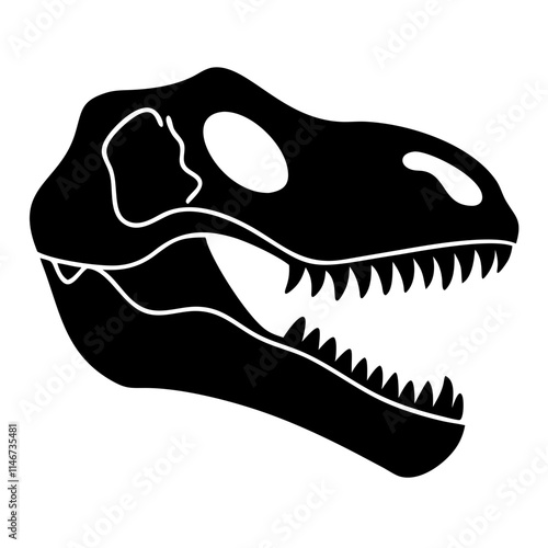  Dinosaur Skull Silhouette Vector Illustration Prehistoric Fossil