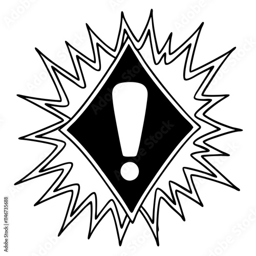  Exclamation Mark Warning Sign with Dynamic Burst Vector Illustration