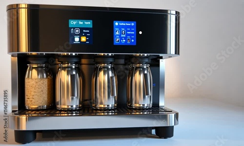 A sleek coffee machine designed for brewing multiple cups simultaneously.