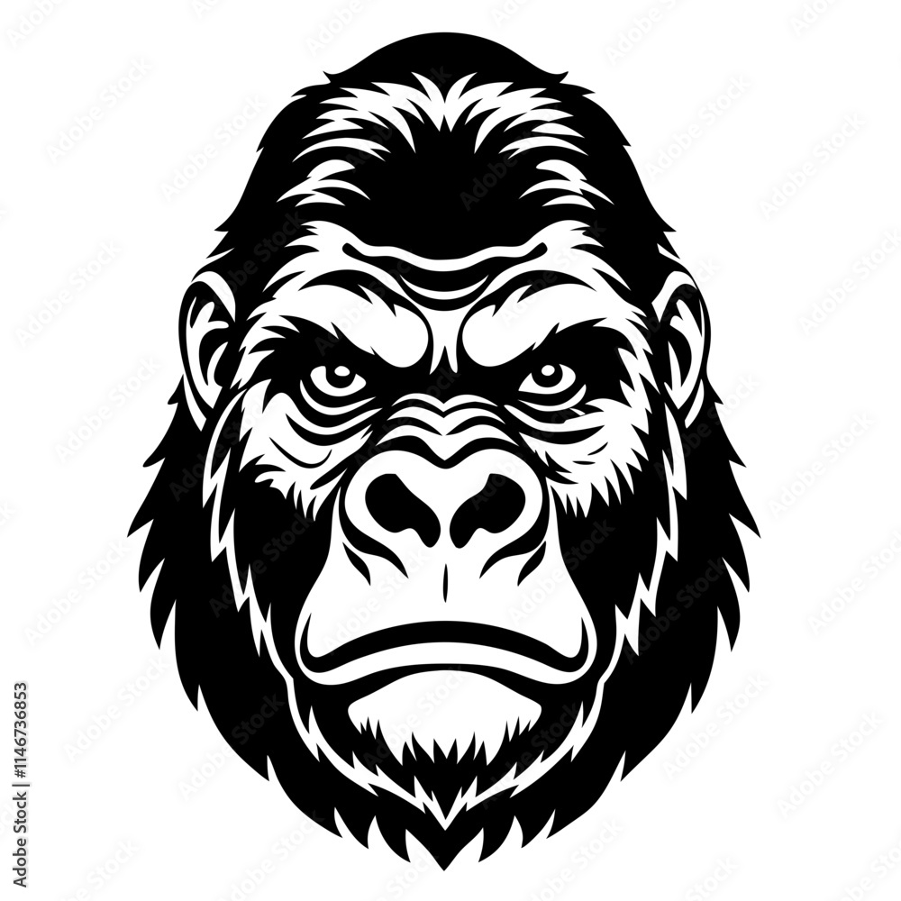 Bold Gorilla Face Vector Art Powerful Animal Illustration for Design Projects Bold Gorilla Face Vector Art Powerful Animal Illustration for Design Projects