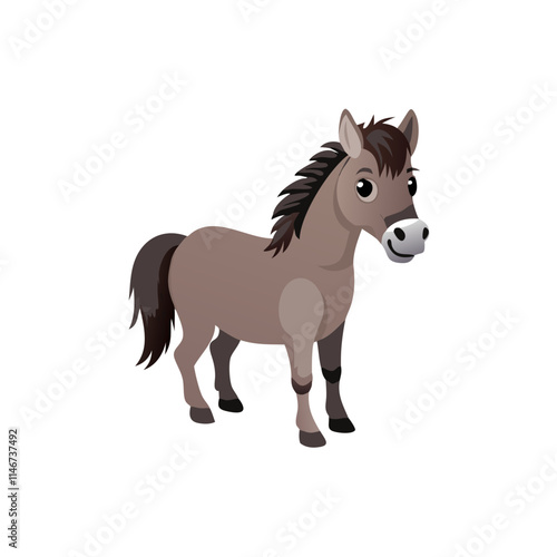  Cute Cartoon Pony Vector Illustration for Children's Media and Educational Use