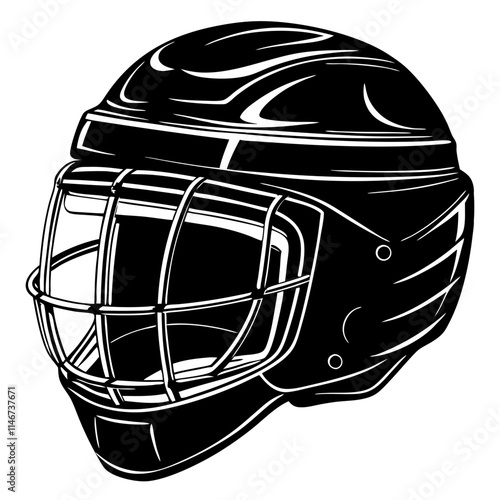  Vector Illustration of Protective Hockey Helmet with Wire Cage Design
