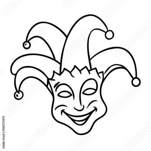  Jester Mask Vector Line Art Illustrating Joyful Performer Symbol