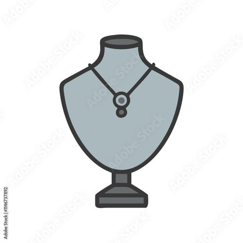  Jewelry Display Bust with Elegant Necklace Vector Illustration