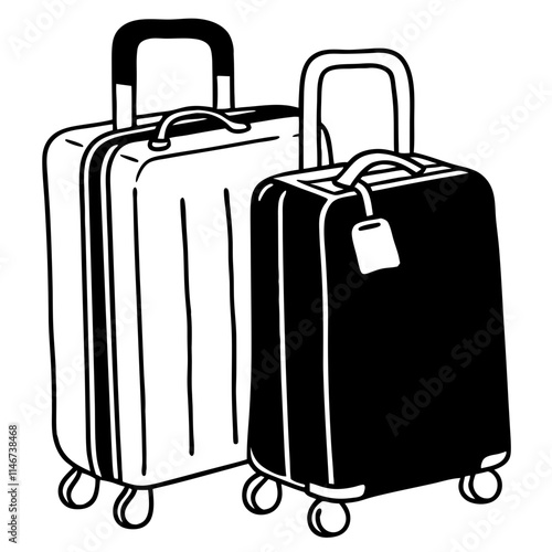  Rolling Suitcases Vector Illustration for Travel and Luggage Design Concepts