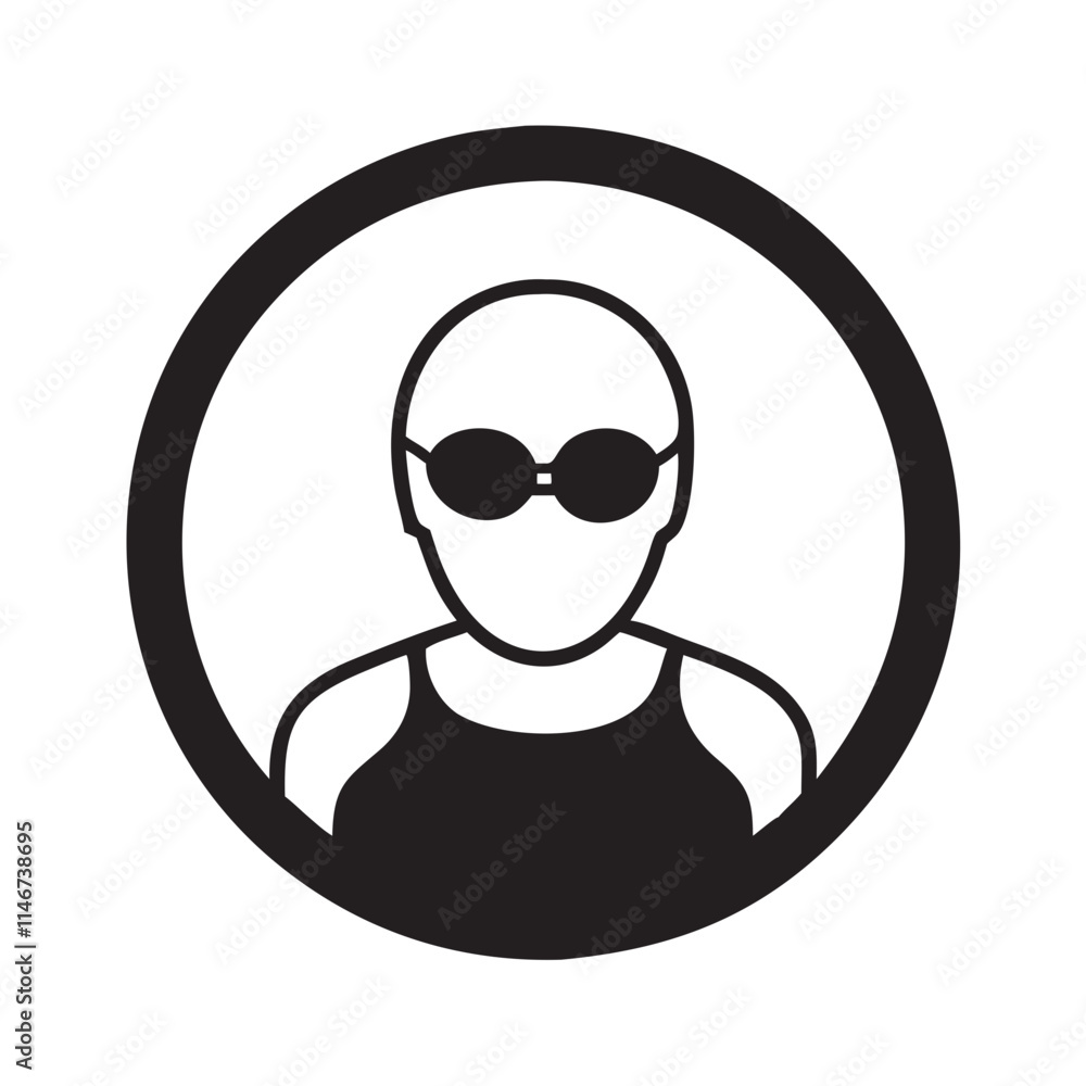 Swimmer in Circular Frame for Sports and Fitness Vector Design Swimmer in Circular Frame for Sports and Fitness Vector Design