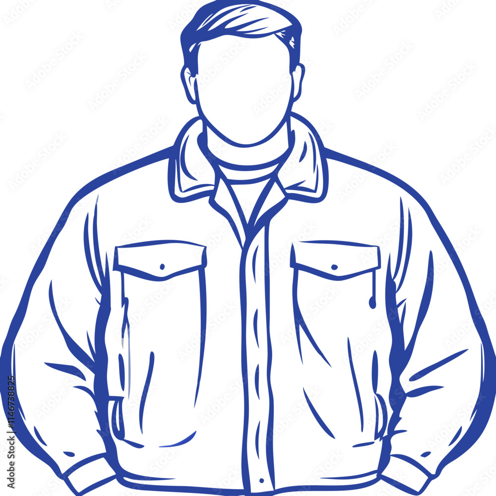 Faceless Man in Winter Jacket Minimal Vector Illustration Faceless Man in Winter Jacket Minimal Vector Illustration
