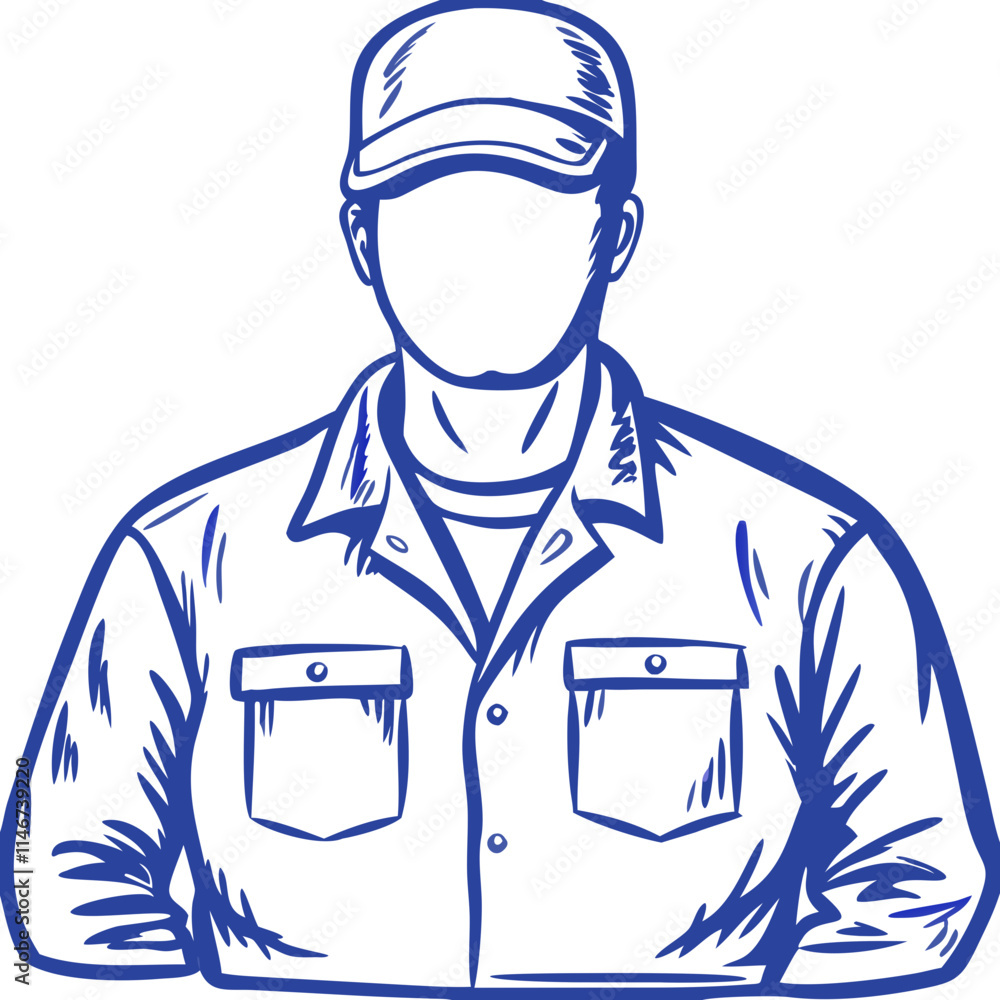 Faceless Worker in Uniform Cap and Shirt Vector Illustration Faceless Worker in Uniform Cap and Shirt Vector Illustration