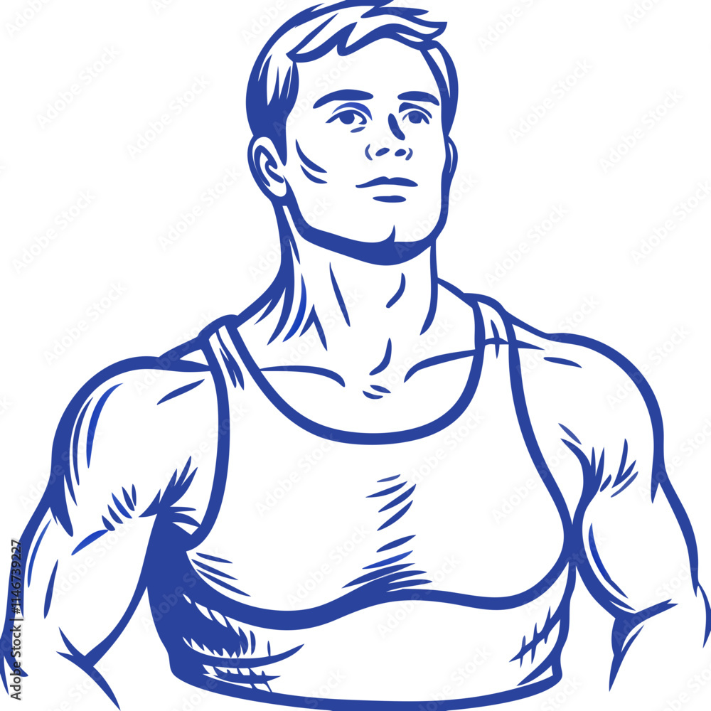 Fototapeta premium Muscular Man Vector Illustration in Athletic Pose