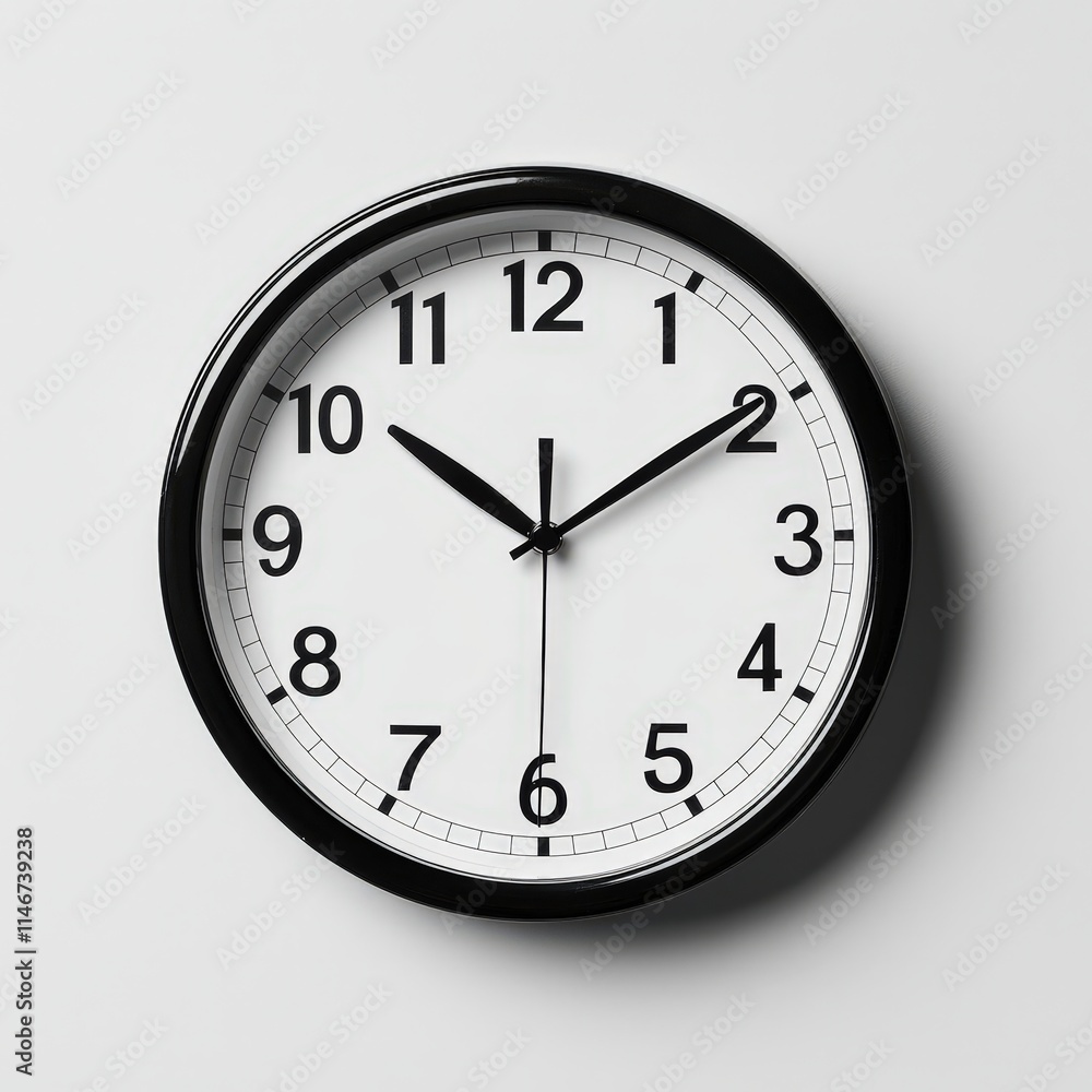 Round Wall Clock with Black Frame and White Face, Featuring a Minimalist Analog Design with Classic Numerical Display, Perfect for Timeless Home or Office Decor. Round Wall Clock with Black Frame and White Face, Featuring a Minimalist Analog Design with Classic Numerical Display, Perfect for Timeless Home or Office Decor.