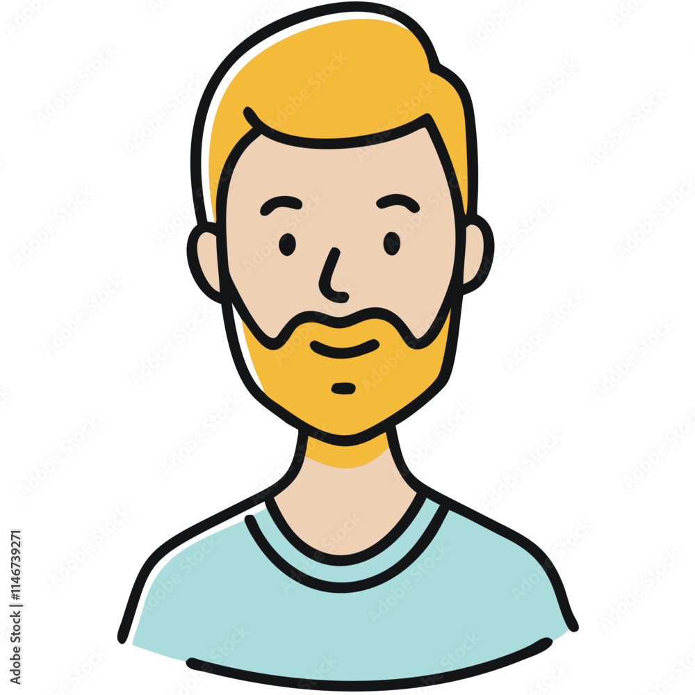 Hipster Man Avatar with Blonde Beard in Minimalist Vector Style Illustration Hipster Man Avatar with Blonde Beard in Minimalist Vector Style Illustration