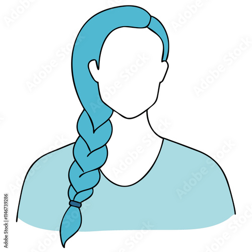  Female Avatar Profile with Blue Braided Hair and Minimalist Style Vector Art