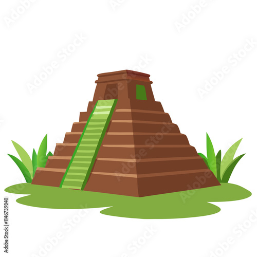  Ancient Mayan Pyramid Vector Illustration Jungle Architecture 