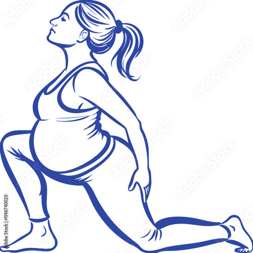  Pregnant Woman Practicing Yoga Lunge Pose for Prenatal Fitness and Relaxation