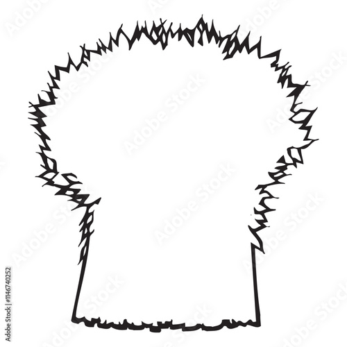 frame made of outline wheat or rye ears. Vector autumn wreath, border hand drawn in Doodle style