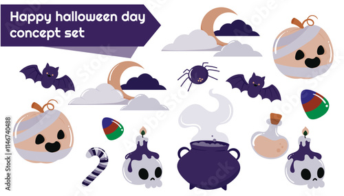 Happy Halloween day icons elemnets concepts set  photo