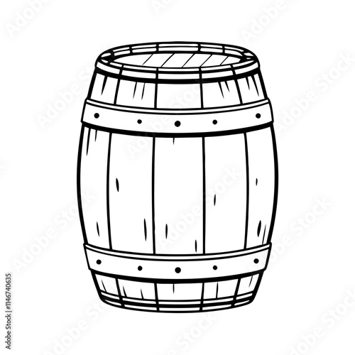  Rustic Wooden Barrel Illustration for Vintage Craft and Design Projects