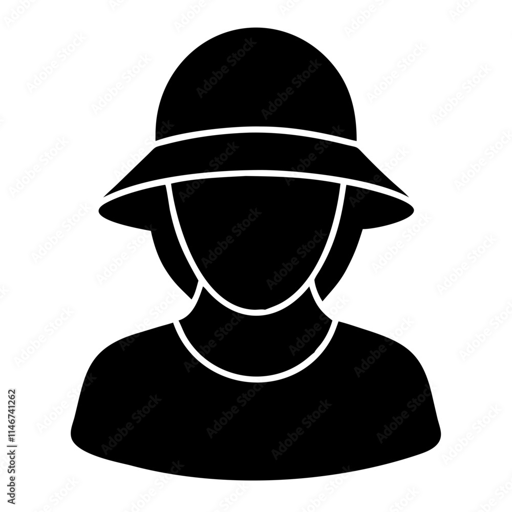 Female Avatar Wearing Sun Hat Silhouette Vector for Profiles and Graphics Female Avatar Wearing Sun Hat Silhouette Vector for Profiles and Graphics