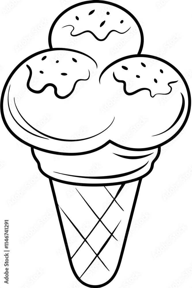 A simple ice cream cone with two scoops illustration for digital use and design projects, stock art for creative and commercial use. A simple ice cream cone with two scoops illustration for digital use and design projects, stock art for creative and commercial use.
