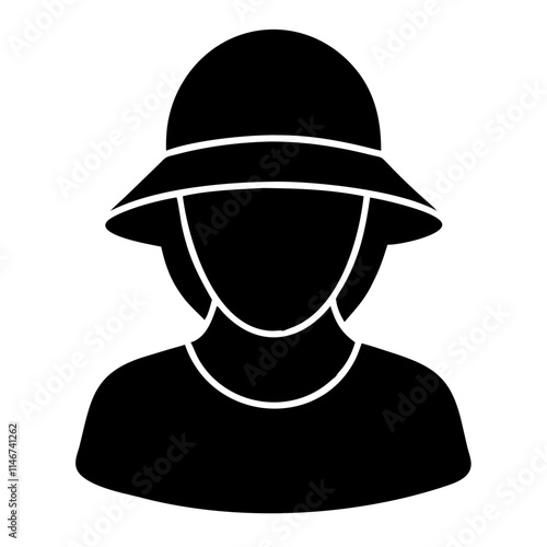  Female Avatar Wearing Sun Hat Silhouette Vector for Profiles and Graphics