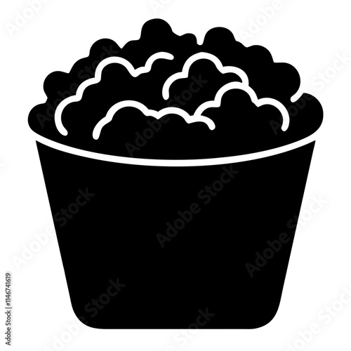  Black and White Popcorn Bucket Silhouette Illustration for Snack Designs
