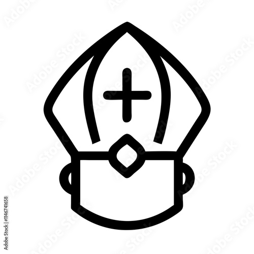  Black Outline Bishop Mitre Religious Hat Symbol Vector Illustration