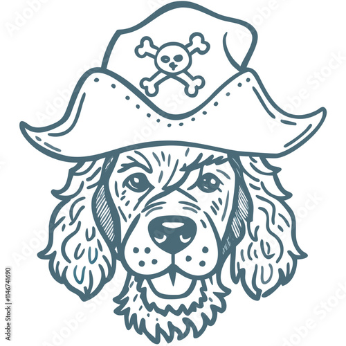  Pirate Dog Wearing Skull Hat Vector Illustration for Fun Animal Designs