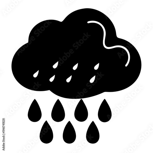  Black Cloud with Raindrops Vector Weather Symbol for Forecasting and Design