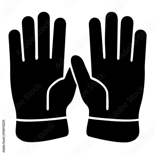 Black Work Gloves Silhouette Vector Illustration for Safety and Protection Concepts